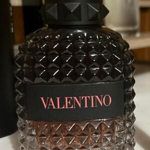 Valentino Men Studded Glass Bottle with Pink Logo